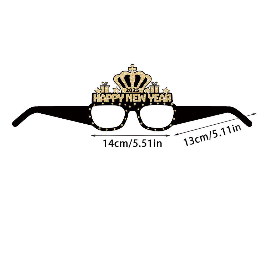 Wholesale 6/12/18/24/30pcs  Black Gold Paper 3D Glasses Happy New Year Children's Photo Decoration Supplies